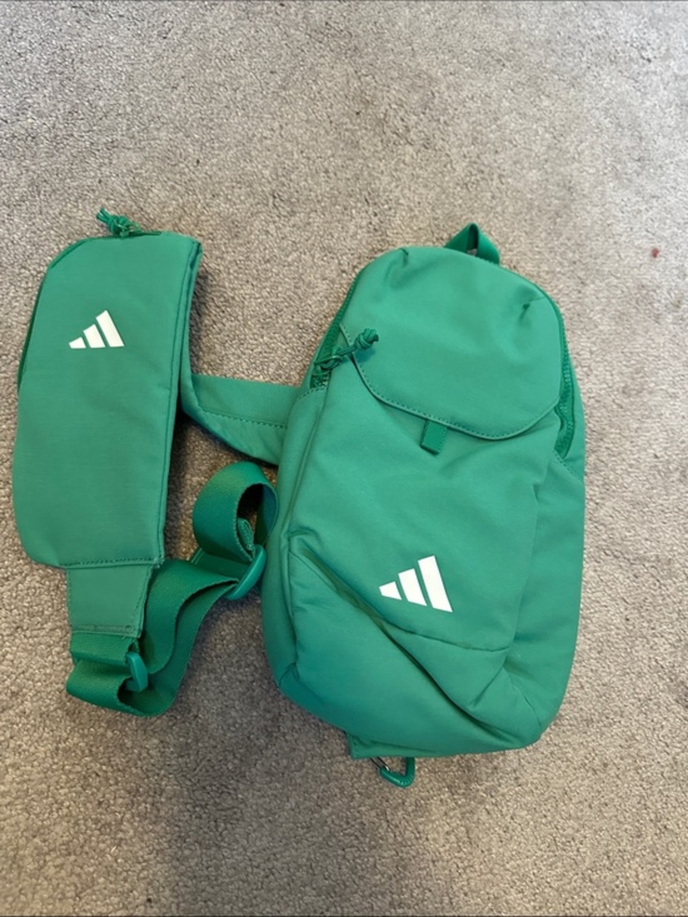 adidas Green Crossbody Sling Pack with White Logo